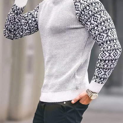 Men'S Long-Sleeve T-Shirt in a Heavy Waffle Knit for Autumn, Perfect for Casual Wear