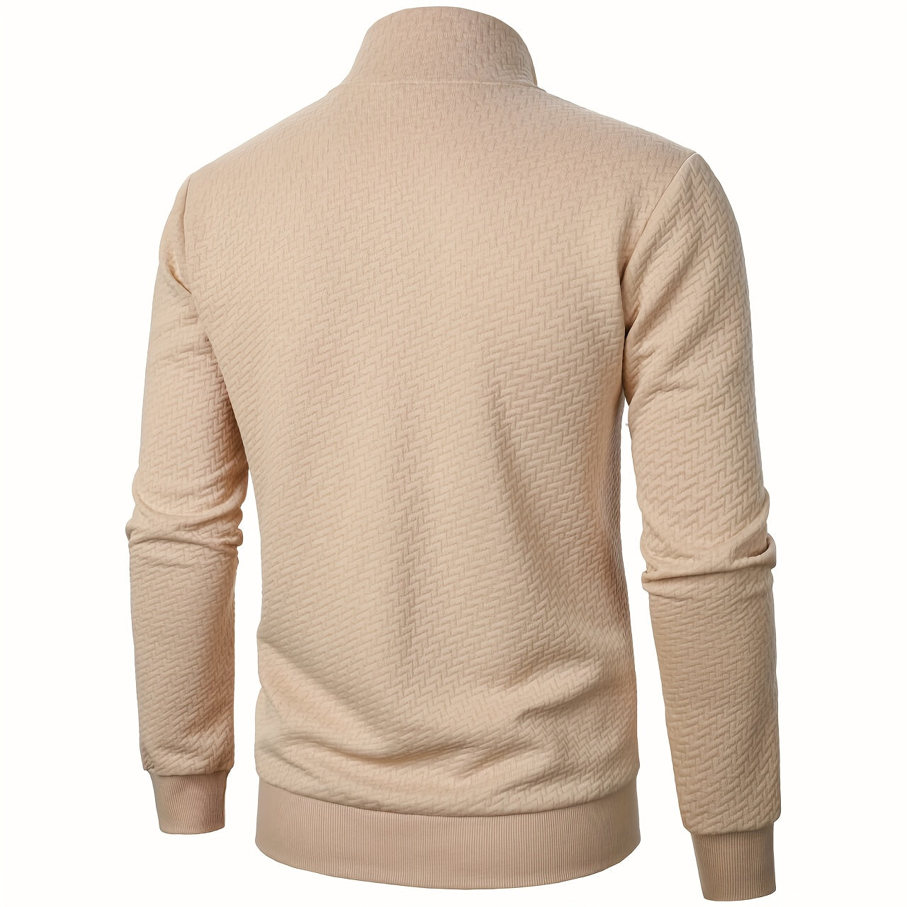 Men's Casual Zip Up Jacquard Jacket, Chic Stand Collar Coat for Spring Fall, Autumn And Winter, Hoodie Top