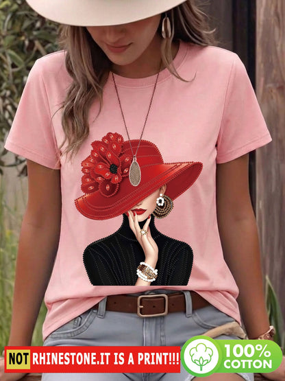 Women's Spring Summer Cotton Casual Floral Print T-Shirt