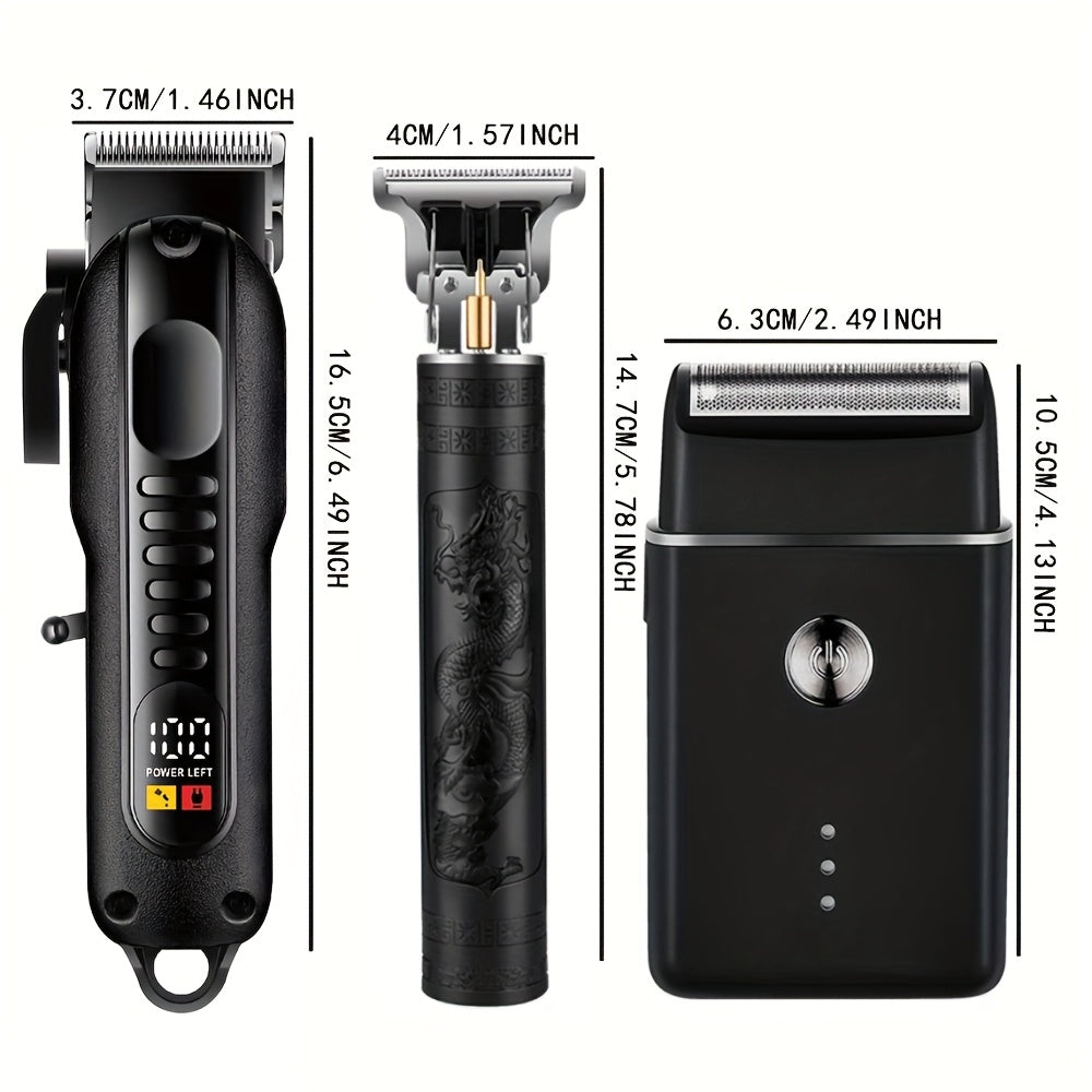 2pcs/3pcs Professional Men'S Hair Clipper - Cordless and USB Rechargeable Beard Trimmer with Limit Comb, Ideal for Haircutting and Beauty, Barber Clippers, Grooming Essentials, Sleek Design, Durable Construction, Personal Car - ayq
