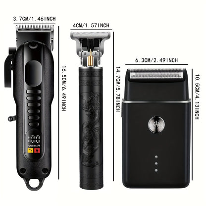 2pcs/3pcs Professional Men'S Hair Clipper - Cordless and USB Rechargeable Beard Trimmer with Limit Comb, Ideal for Haircutting and Beauty, Barber Clippers, Grooming Essentials, Sleek Design, Durable Construction, Personal Car - ayq