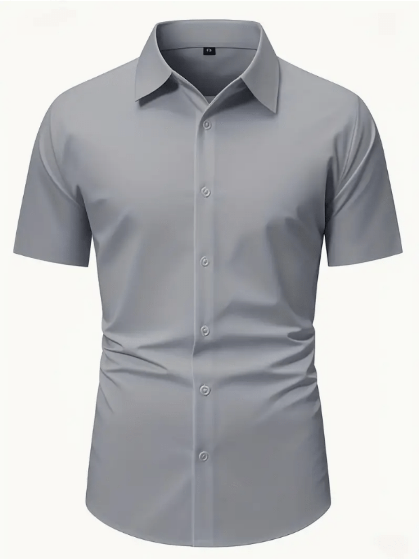 Men's Stretch Solid Color Short Sleeve Shirt for Summer