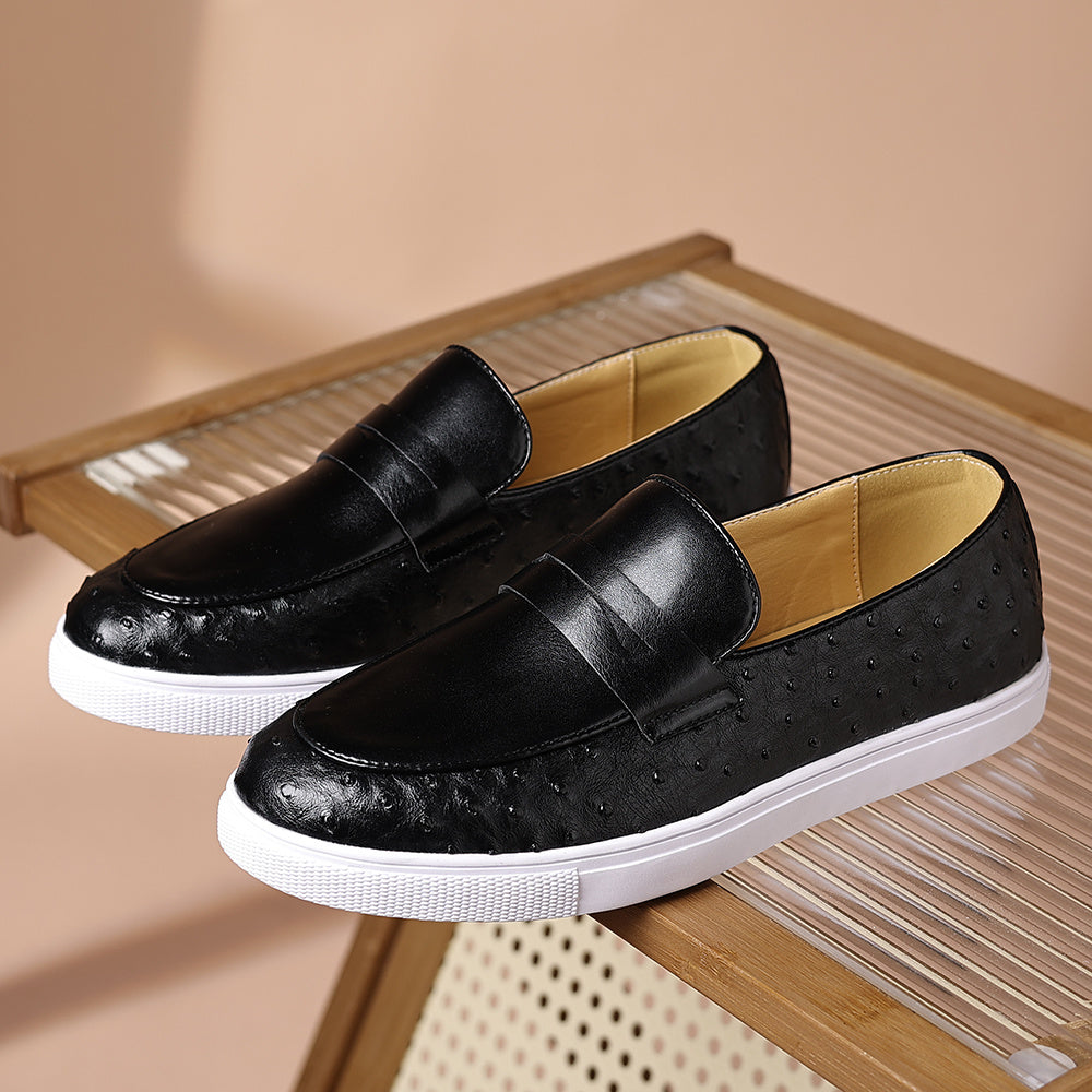 Plus-Size Men's Casual Loafers with White Rubber Soles