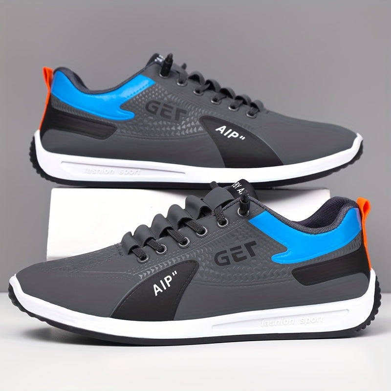 Men's White/Grey/Black Casual Sneakers - Low-Top Lace-Up Shoes with Cushioned Rubber Sole, PU Upper  Fabric Lining - Lightweight Everyday Walking Shoes for Gym, Office, Travel - Minimalist Athletic Footwear, Shoes Sneakers,