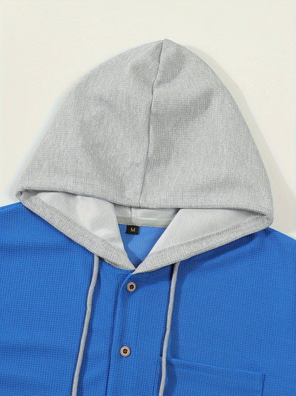 Men's Casual Hooded Jacket - Soft, Breathable Polyester with Button-Up Design & Pockets | Perfect for Spring, Fall & Outdoor Activities, Long Sleeve, Fashion, Daily, Leisure Style, Conventional Version