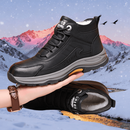 Men's Full-Grain Leather Plush-Lined Casual Winter Sneakers