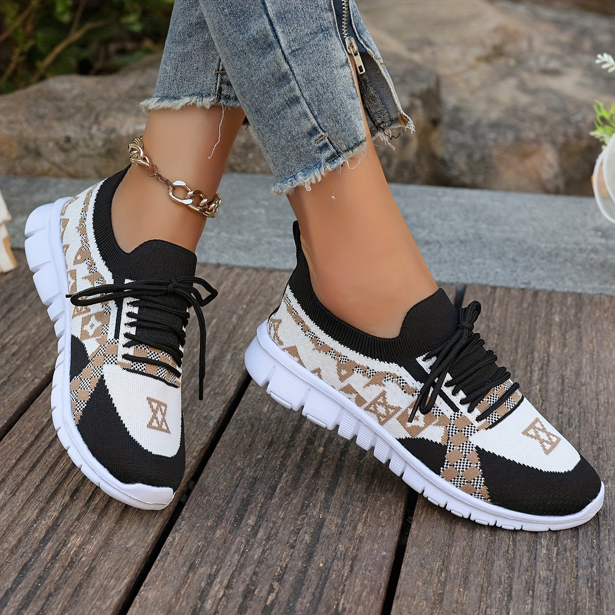 Women's Casual Sneakers Comfort Sport Shoes Fabric Knit Breathable Slip-On All-Season Walking Flats - EVA Sole Non-Slip Athletic Running Footwear - Taizhou North America  Europe Exclusive