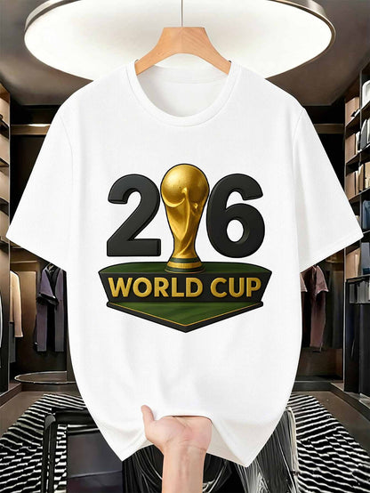 Men's FIFA World Cup 2026 Graphic Mesh T-Shirt, Casual Streetwear