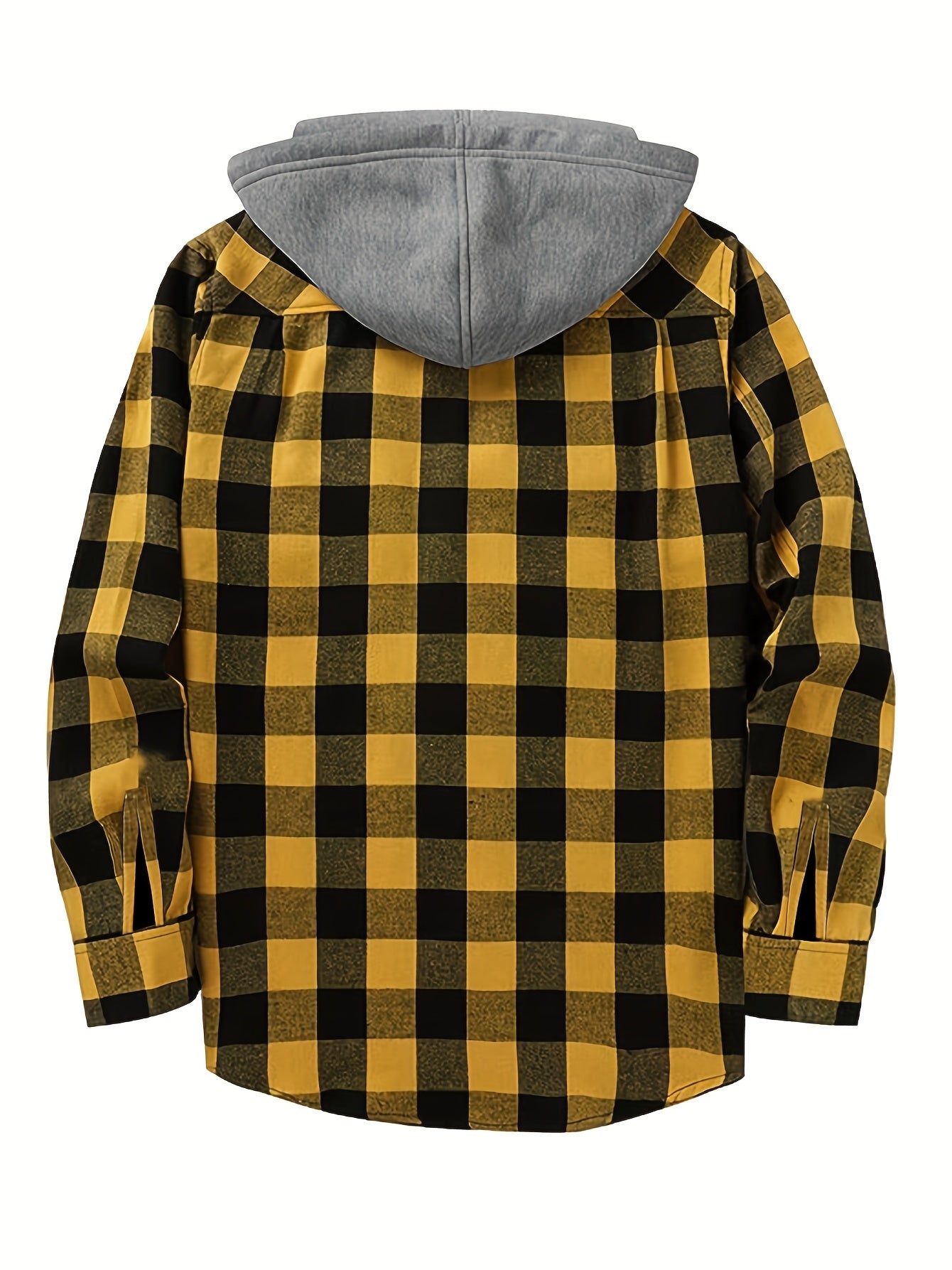 Plaid Shirt Coat For Men Long Sleeve Casual Regular Fit Button Up Hooded Shirts Jacket