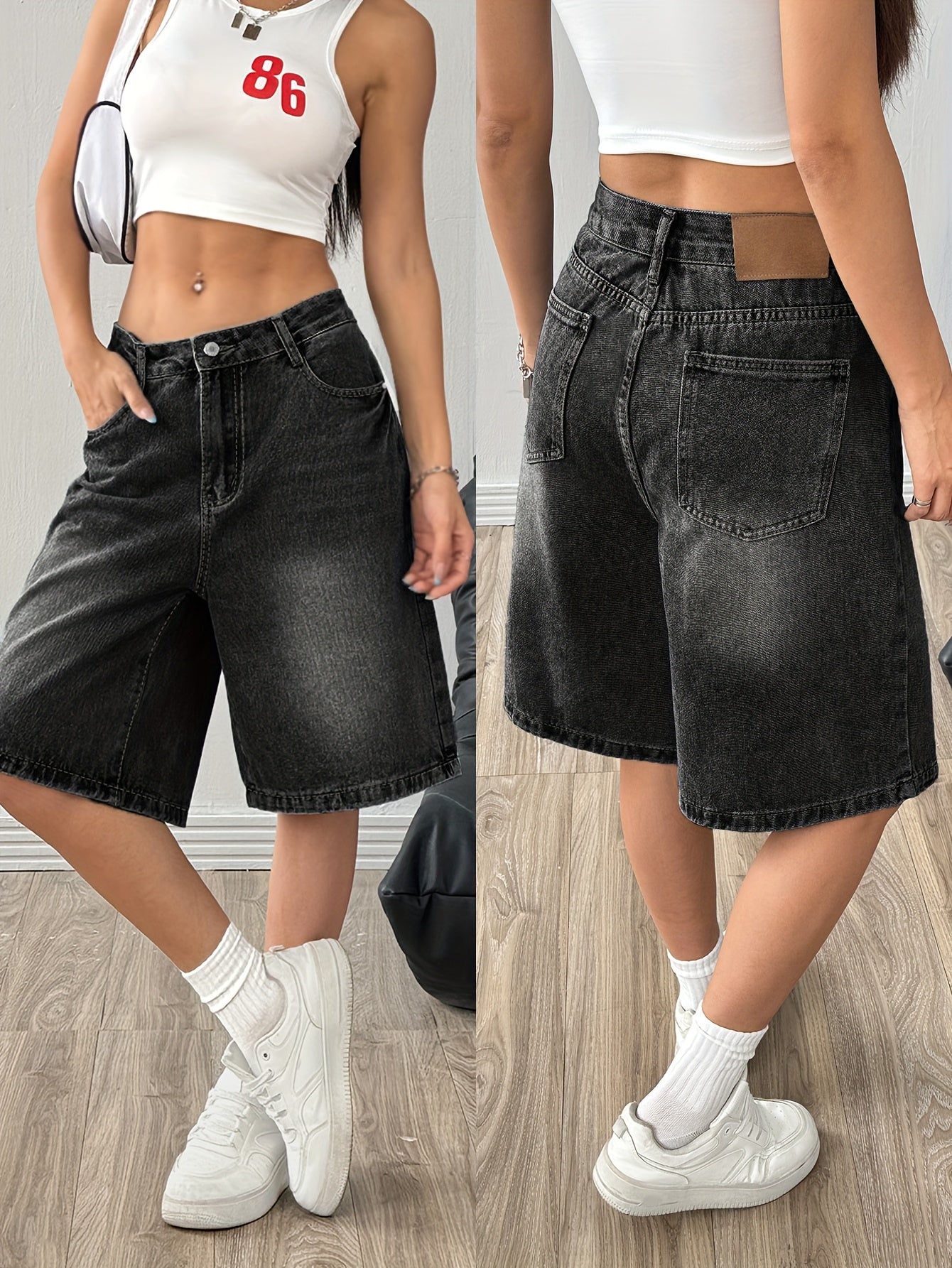 Women’s Casual Wide-Leg Denim Bermuda Shorts for Spring/Summer