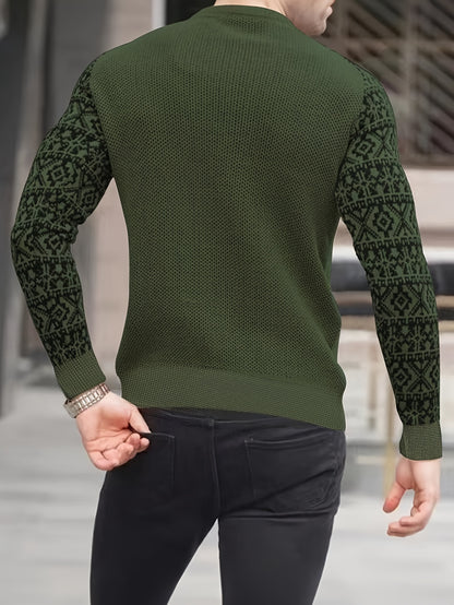 Men'S Long-Sleeve T-Shirt in a Heavy Waffle Knit for Autumn, Perfect for Casual Wear