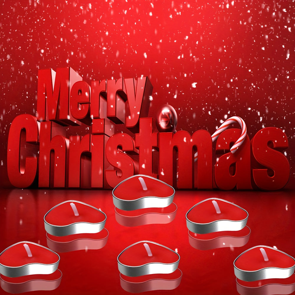 12/50/150/300pcs Heart-Shaped Candles - Red & Golden Glow, Long-Lasting Burn Time, Perfect for Valentine'S Day, Wedding, Birthday, Christmas, Halloween, Thanksgiving Decorations - Bulk Candle Set, Candles For Wedding, Holiday