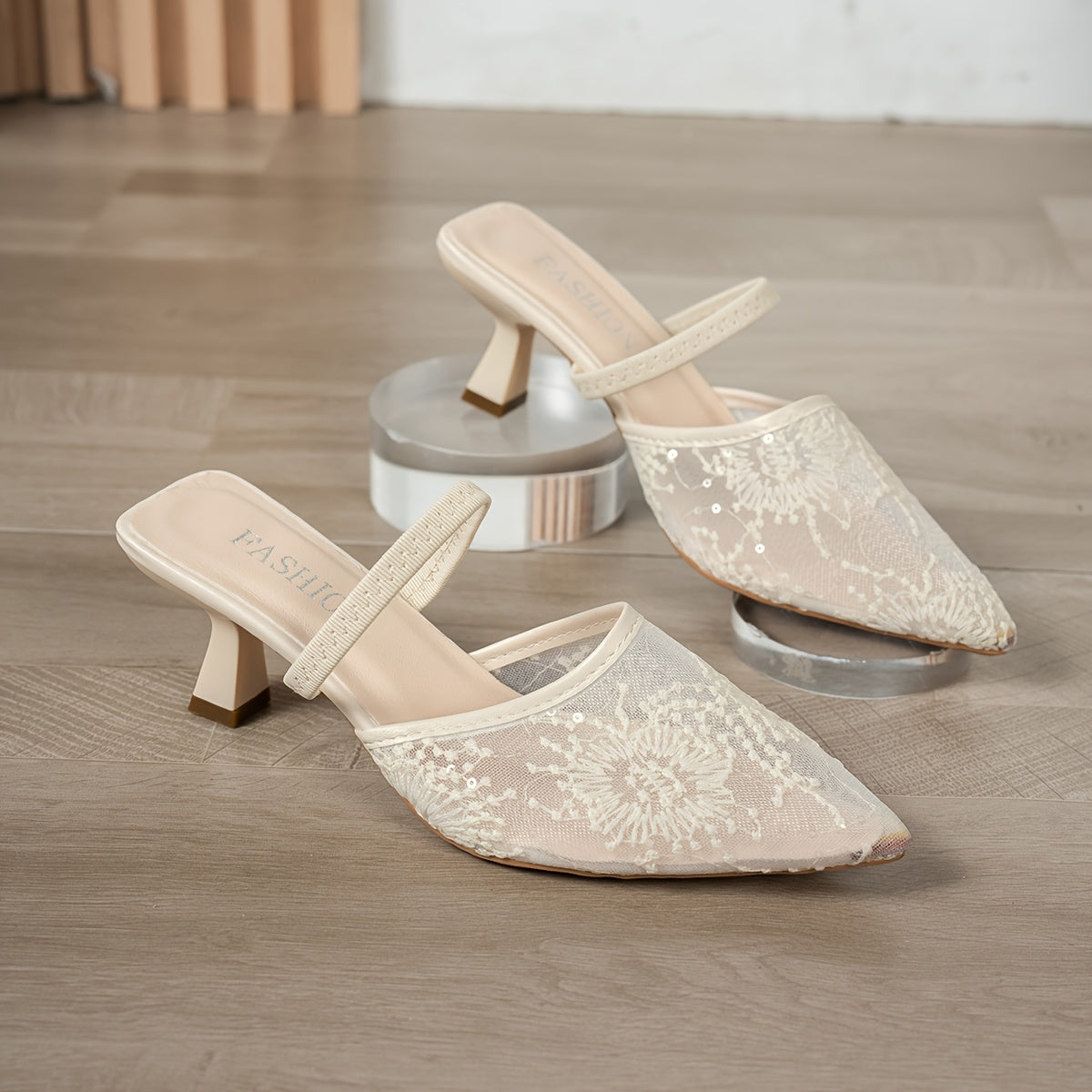 Elegant Women's High Heel Stiletto Mesh Single-Strap Mules