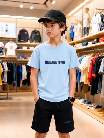 Boys' Casual Cotton T-Shirt & Shorts Set – Striped Geometric Print
