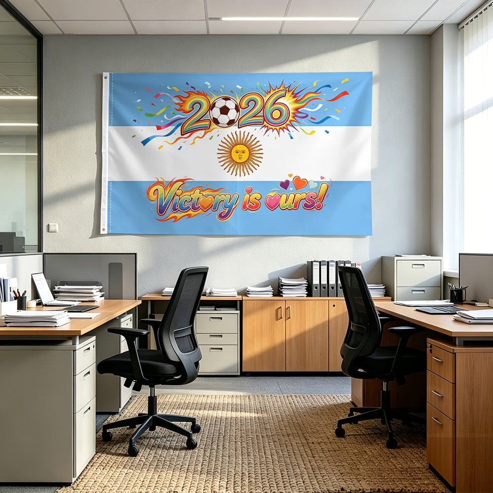 Argentina 2026 Victory Football Fan Flag - Polyester, Outdoor Use