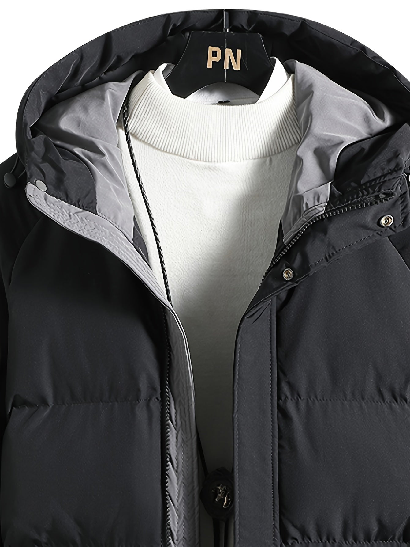 Men'S Heavyweight Winter Hooded Jacket - Thermal Insulated Cold Weather Coat with Zipper Closure, Long Sleeve Outerwear for Hiking, Skiing, Thick, Hiking Gear, Sleek Design, Durable Construction, Outdoor Enthusiasts