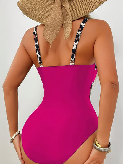 Elegant Strapless Leopard One-Piece Swimsuit for Women