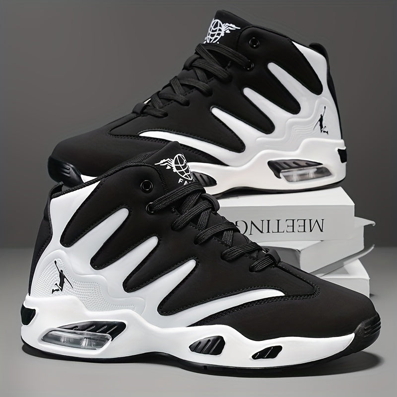 Men's High-Top Basketball Shoes Lightweight Breathable PU Sneakers