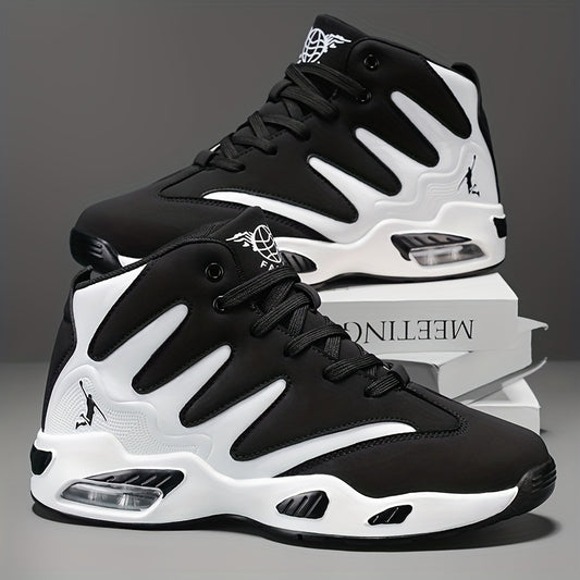 Men's High-Top Basketball Shoes Lightweight Breathable PU Sneakers