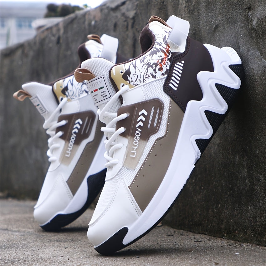 Men'S Stylish High-Top Sneakers with "WOD" Logo - Comfortable, Non-Slip Lace-Up Athletic Shoes for Outdoor Activities, All-Season Wear, Casual Sports Style, Rubber Sole, Fabric Upper, Casual Athletic Shoes   Stylish High Top