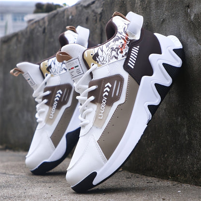 Men'S Stylish High-Top Sneakers with "WOD" Logo - Comfortable, Non-Slip Lace-Up Athletic Shoes for Outdoor Activities, All-Season Wear, Casual Sports Style, Rubber Sole, Fabric Upper, Casual Athletic Shoes   Stylish High Top
