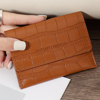 Women'S Small PU Wallet - Solid Color Short Style Featuring Card Slots And a Zippered Coin Pocket