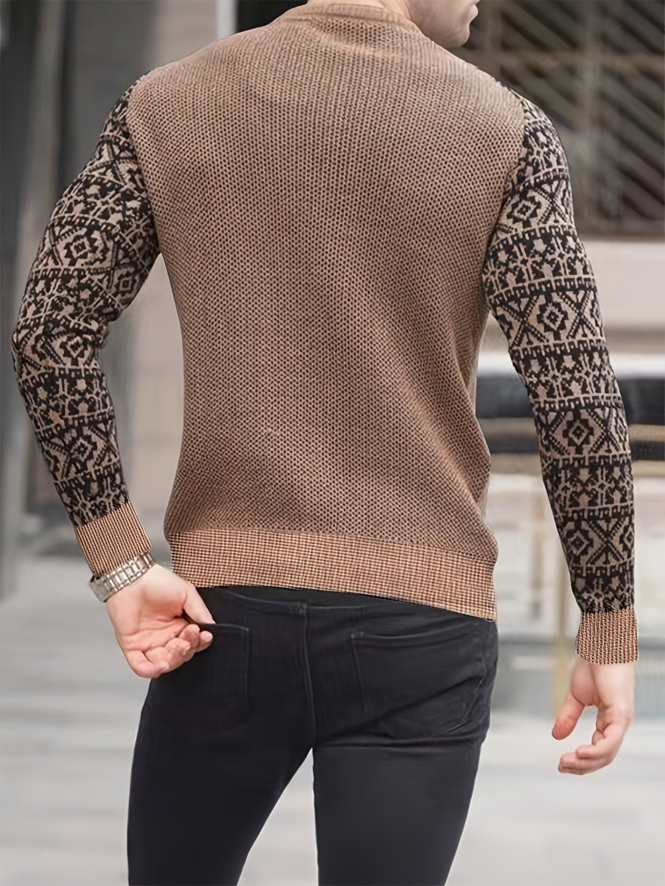 Men'S Long-Sleeve T-Shirt in a Heavy Waffle Knit for Autumn, Perfect for Casual Wear