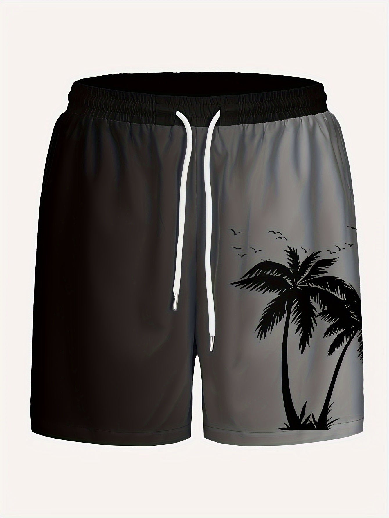 Plus Size Coconut Tree Print Casual Drawstring Beach Shorts