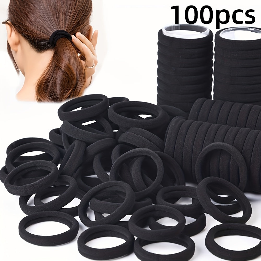 100-Pack Black Elastic Hair Ties for Women, Minimalist Style