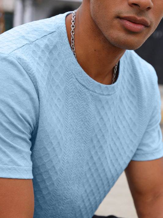 Fashionable and Simple Casual Short-sleeve T-shirt for Daily Commuting and Shopping, a Comfortable and Breathable Top for Men - ayq