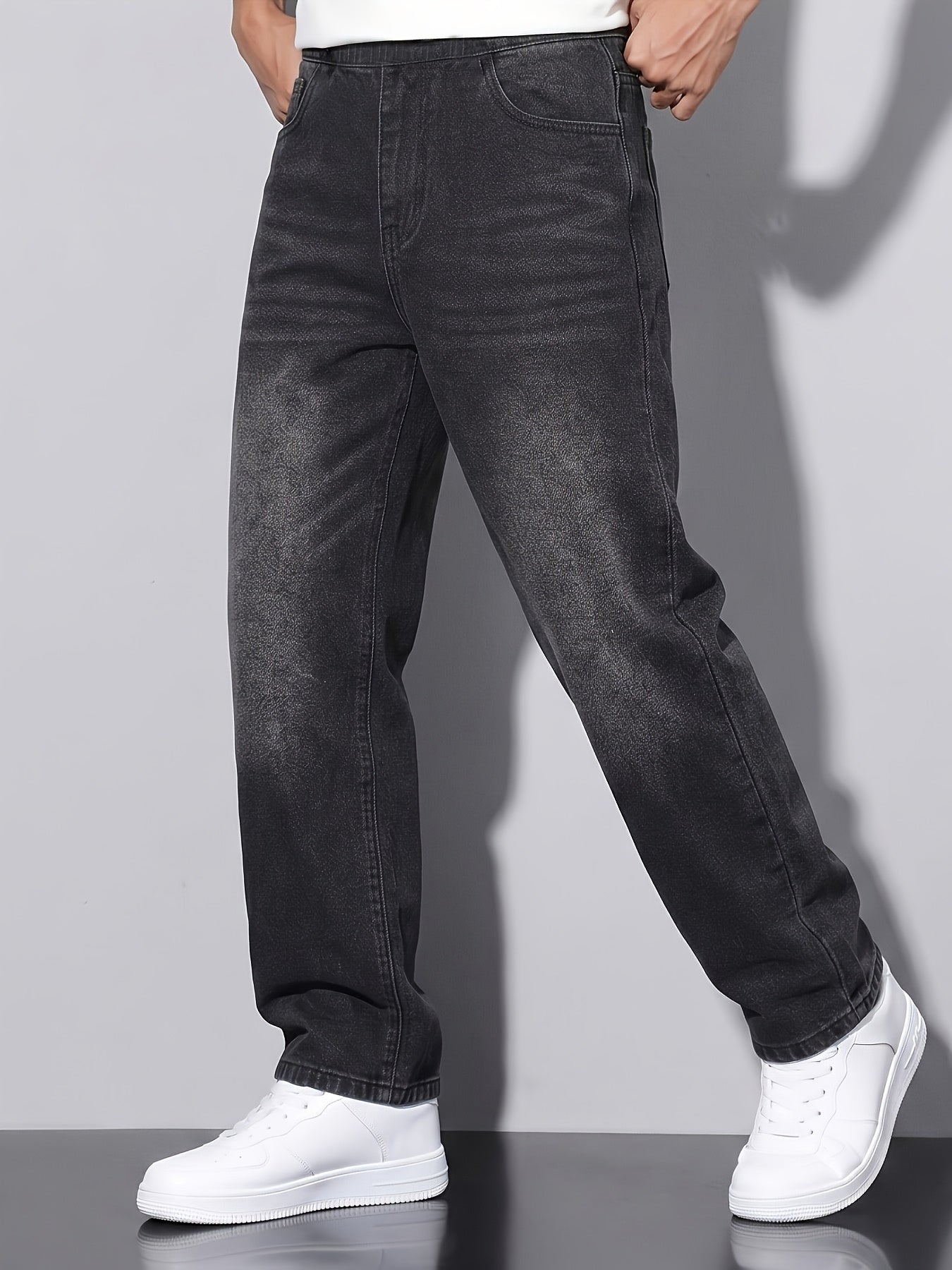 Unisex Kids Denim Jeans Dark Gray Distressed Casual Trousers