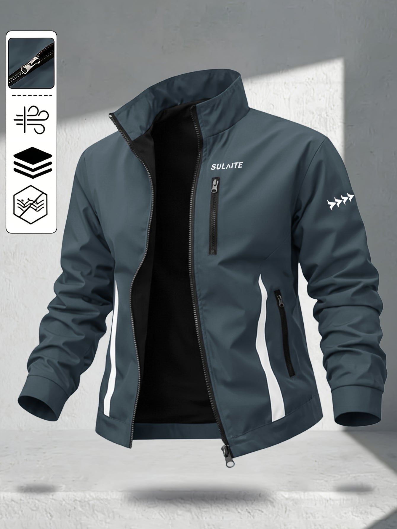 Men's Vintage Casual Bomber Jacket Stand Collar Windproof Coat