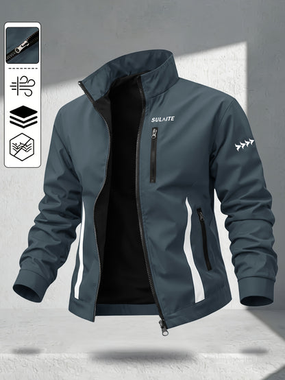 Men's Vintage Casual Bomber Jacket Stand Collar Windproof Coat