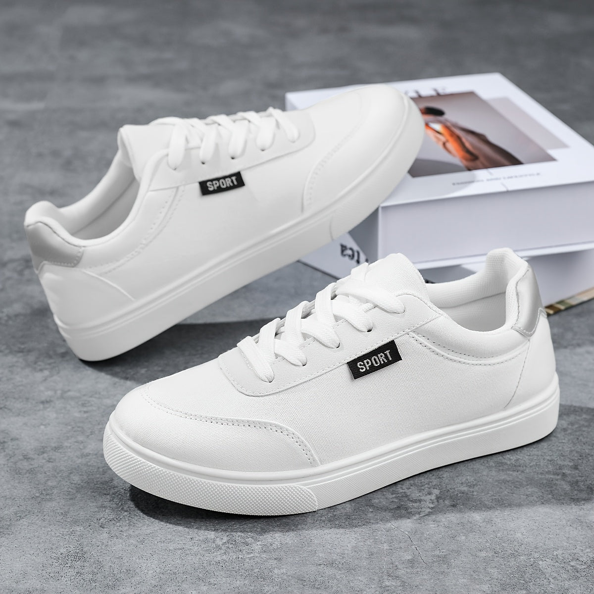 Women's White Low-Top Sneakers - Lightweight All-Season Round Toe Lace-Up Casual Shoes with Cushioned EVA Sole & Non-Slip Outsole Suitable for Outdoor Walking, Sports, Gym, Daily Wear - All-Terrain Comfortable White Sneakers, - ayq