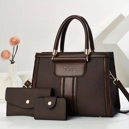 Elegant Large PU Shoulder Bag for Women - Multi-Layer Capacity