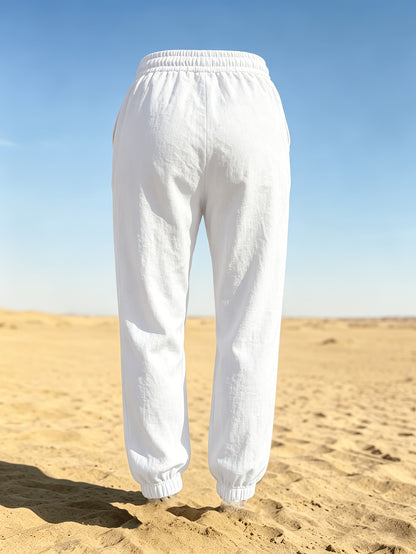Men's Casual Linen Jogger Pants with Drawstring and Pockets