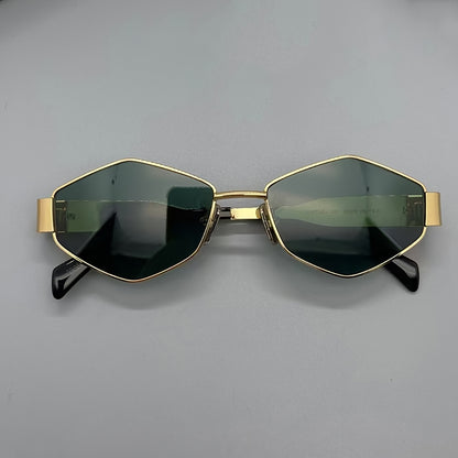 Women’s Metal Frame Polygonal Sunglasses with Colored Lenses