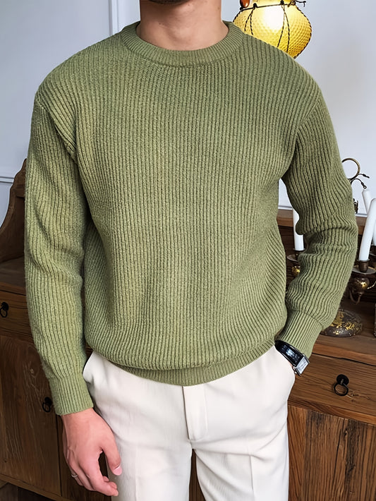Light Mature Style Autumn/Winter Solid Color Basic Men's Long Sleeve Casual British Round Neck Pullover Knitted Turtlenecker