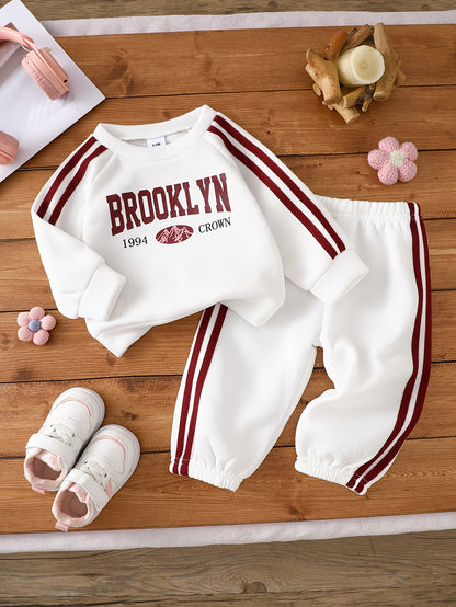 Baby Boy Fall Winter Fleece Sweatshirt & Sweatpants Set