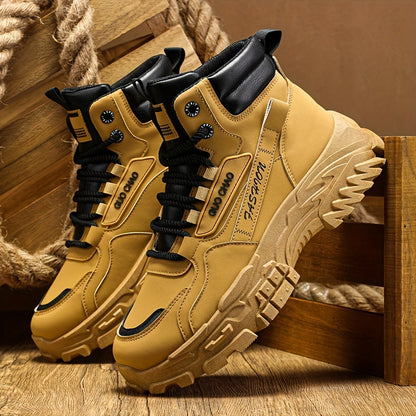 Men's High-Top Work Boots - Durable, Non-Slip, Lace-Up Casual Sneakers for All Seasons