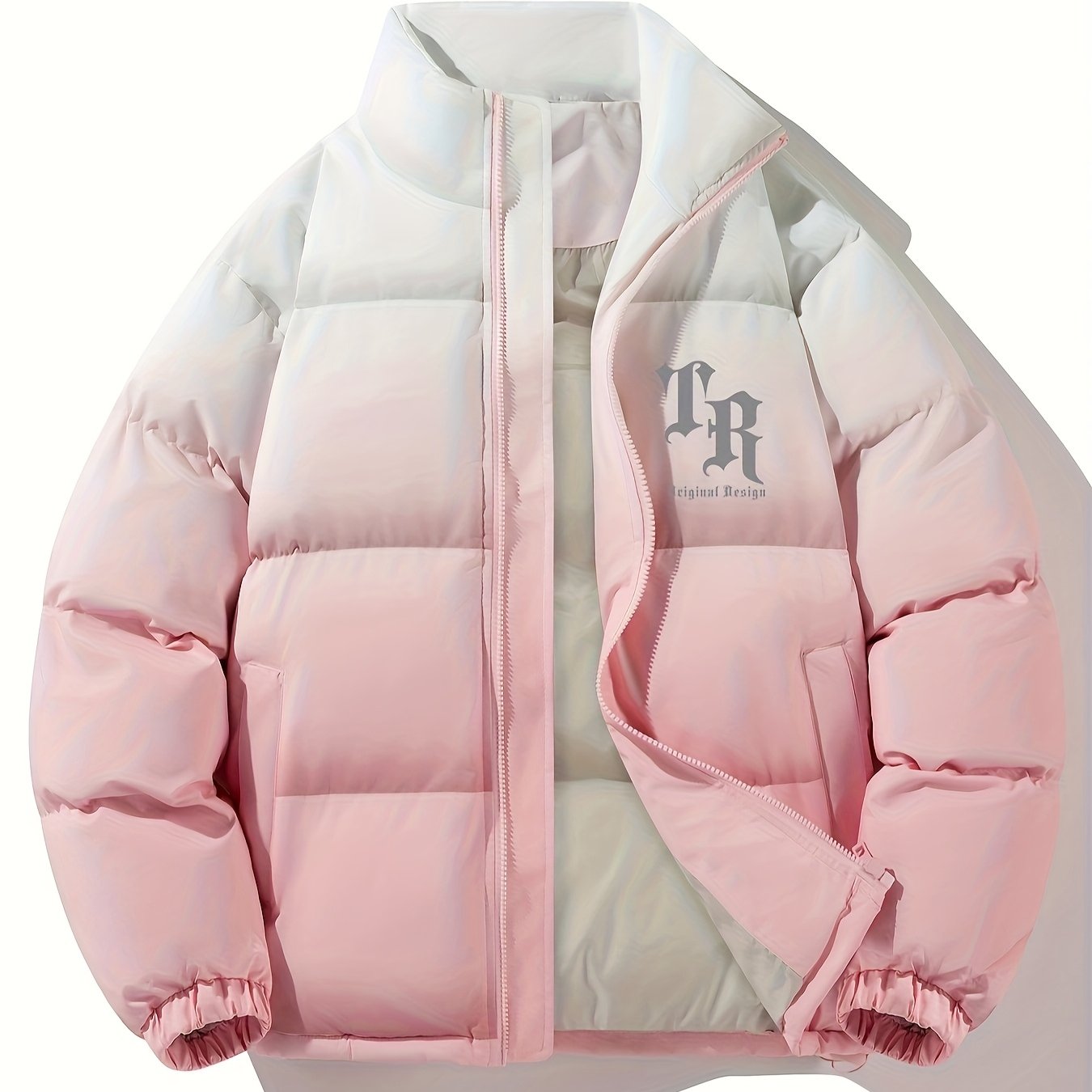 Men'S Color-Block Quilted Jacket - Cozy Fleece-Lined Winter Coat with Stand Collar, Zip-Up Design, and Multiple Pockets for Casual Wear, Winter Jacket, Thick
