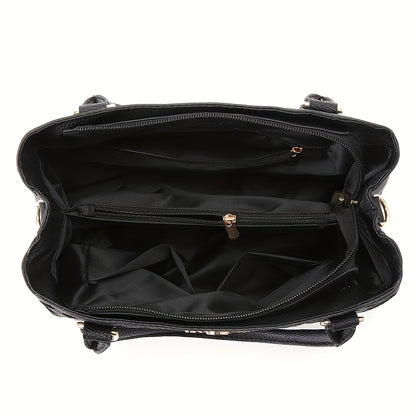 Elegant Women's Embroidered PU Shoulder Bag Set with Bow