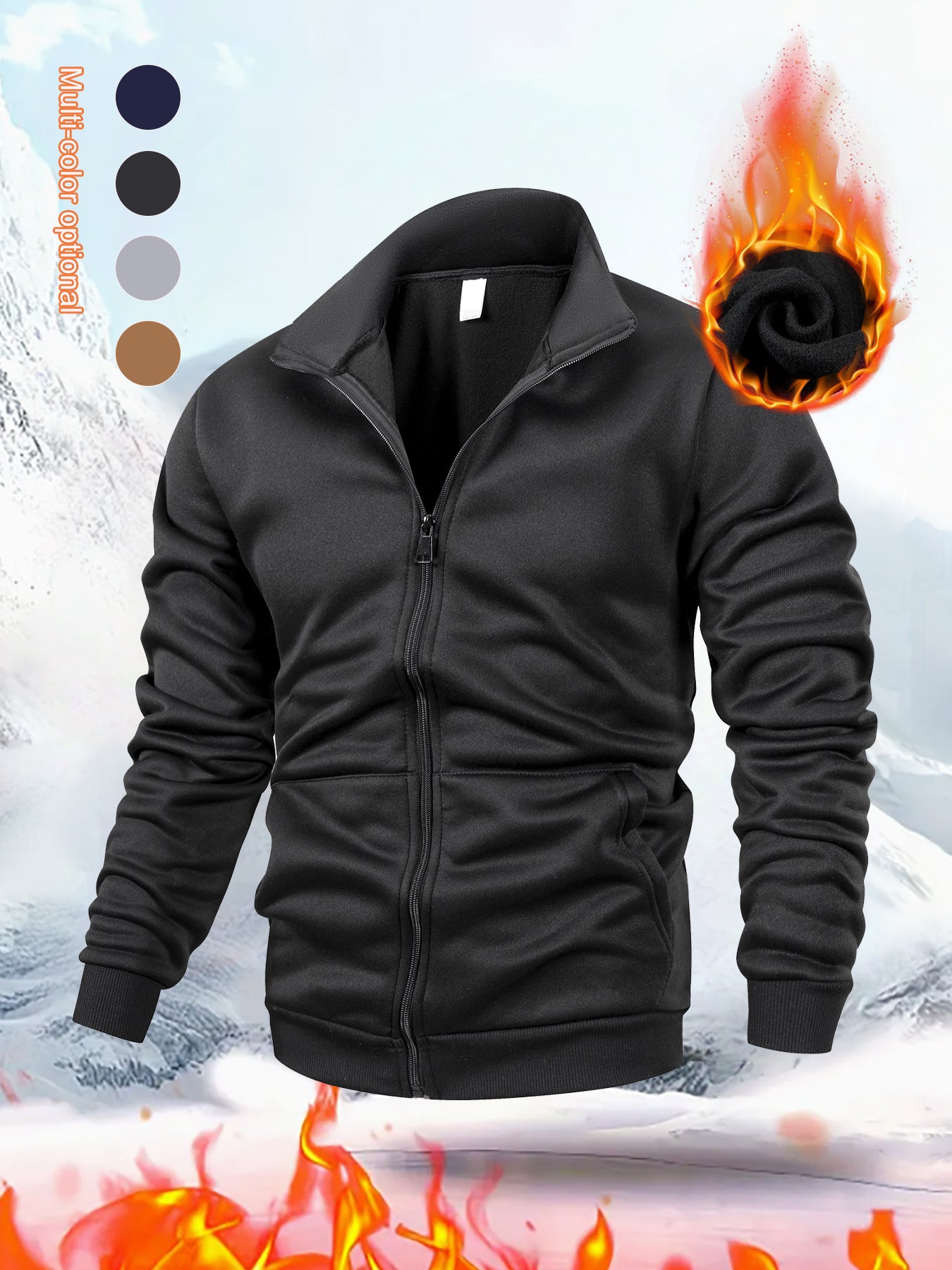 Men's Thermal Jacket - Extreme Cold Weather Zip-Up Coat with Full-Zip Exterior/Interior Layering - Lightweight Anti-Scratch Windproof Outerwear for Skiing, Camping, Hiking - Machine Washable Winter Jacket in Black/Navy/Gray/B