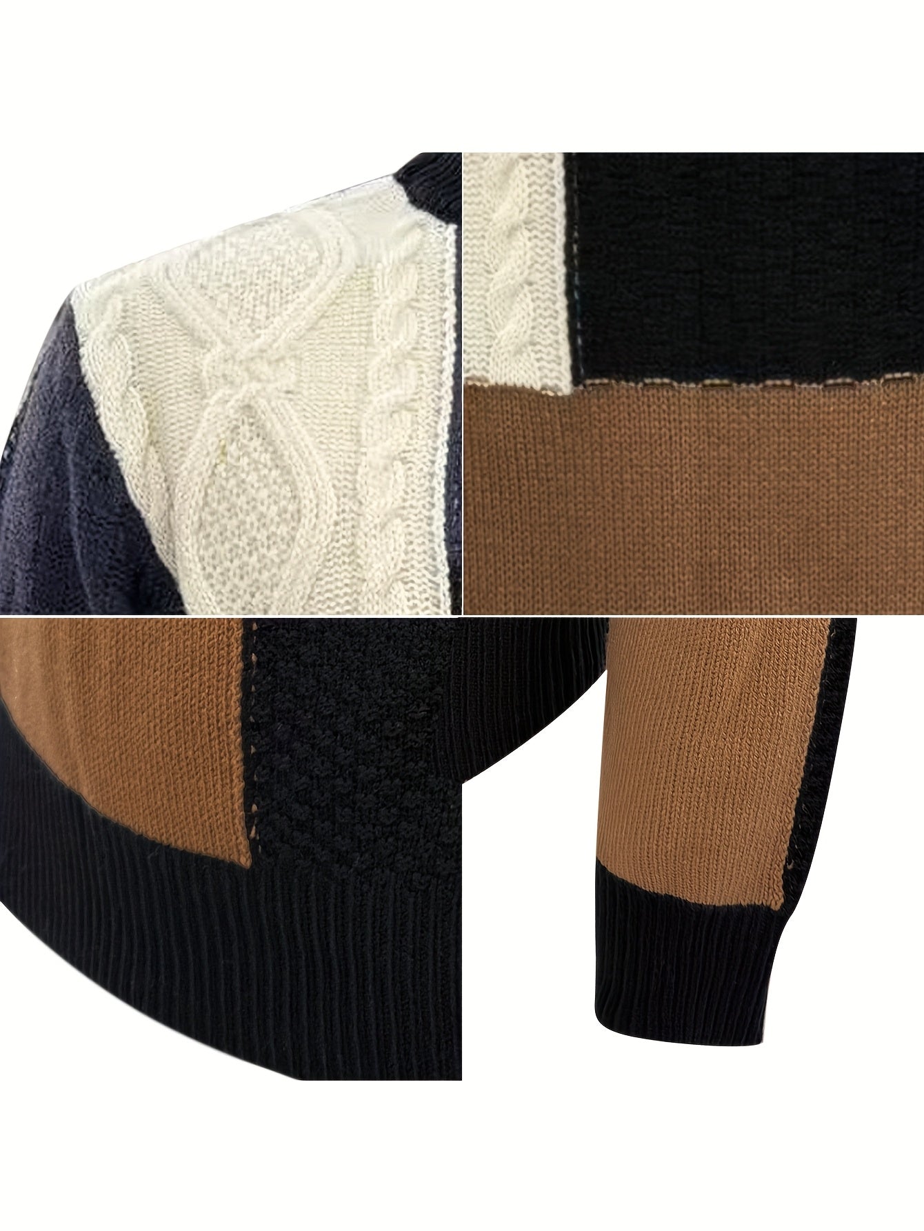 Men's Autumn/Winter Korean Style Trendy Color-Block Stand Collar Long Sleeve Loose Fit Casual Versatile Comfortable Daily Commute Sweater