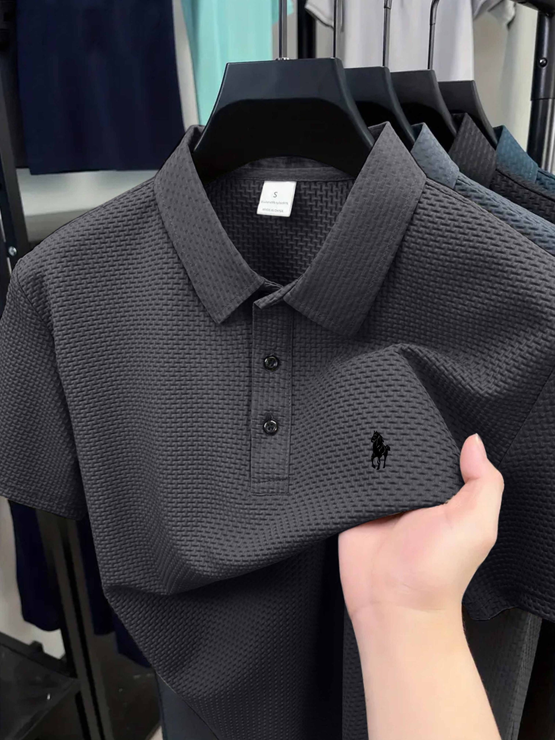 S144 Ankle Sprain Horse Print Golf Knitted Men'S Polo - ayq