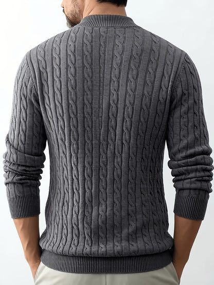 Men's Casual Quarter-Zip Knit Pullover for Spring and Fall