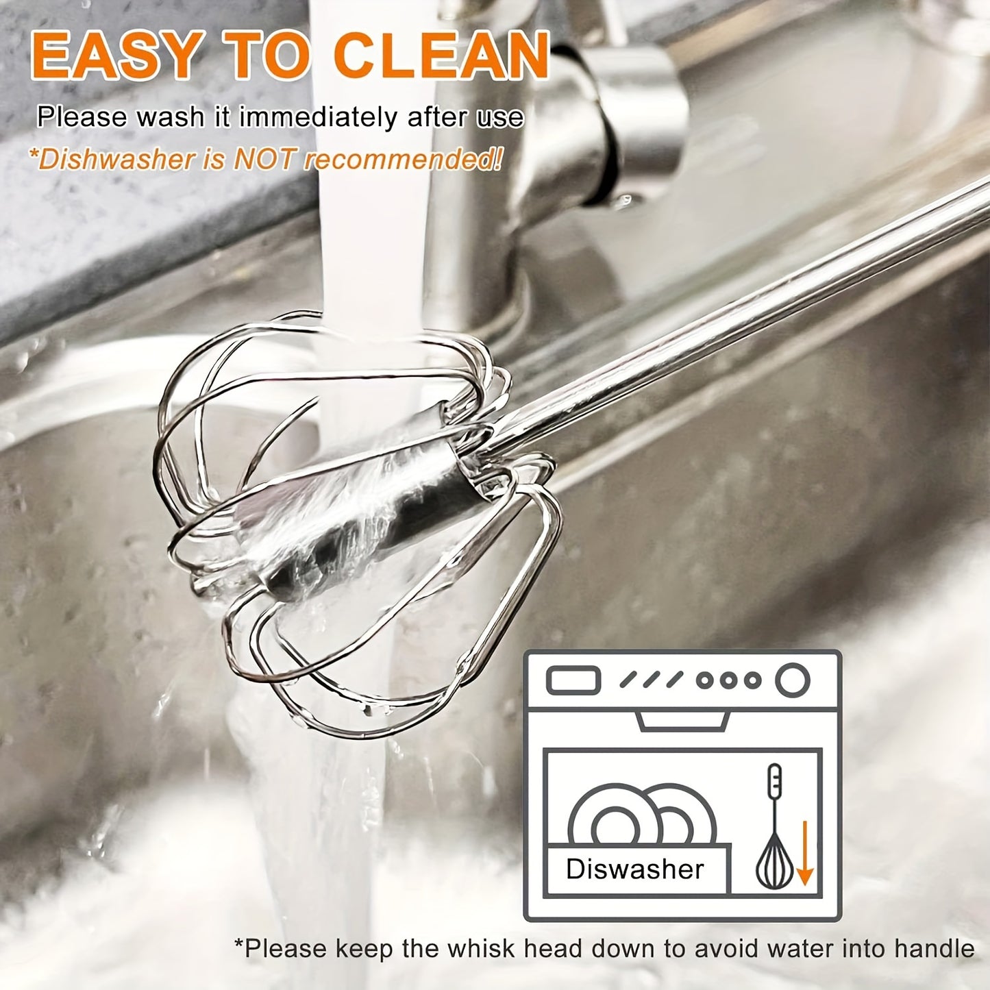 Hand Whisk, Semi-automatic Whisk, Stainless Steel Whisk, For Household Mixing Mixer Press Mixer Household Milk Foam Maker Baking Tools for restaurant/food truck/bakery