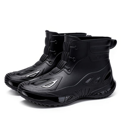 Unisex Short Rubber Rain Boots - Lightweight All-Season Wear