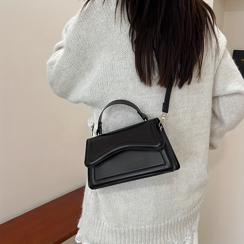 Fresh and trendy small square bag, one shoulder crossbody bag, youthful and sweet style, magnetic buckle closure bag, solid color, internet famous and popular bag