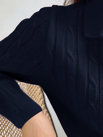 Elegant Long Sleeve Henley Pullover for Women - Fall/Winter Knit